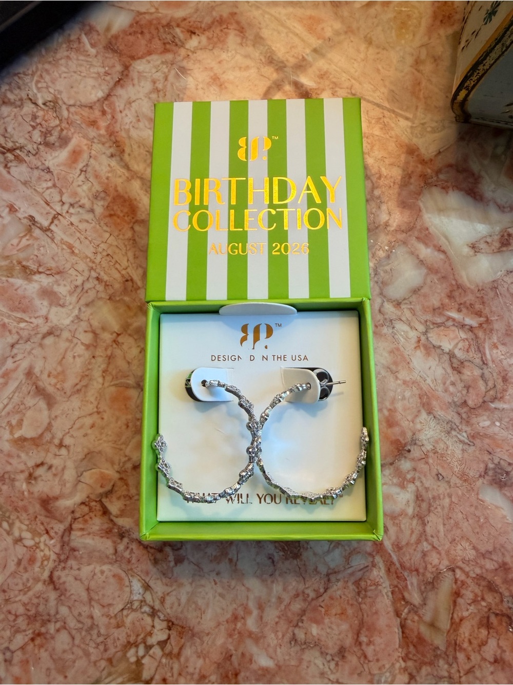 Bomb Party Unicorn August Birthday  Rhodium Clover Hoop Earrings - August 2026